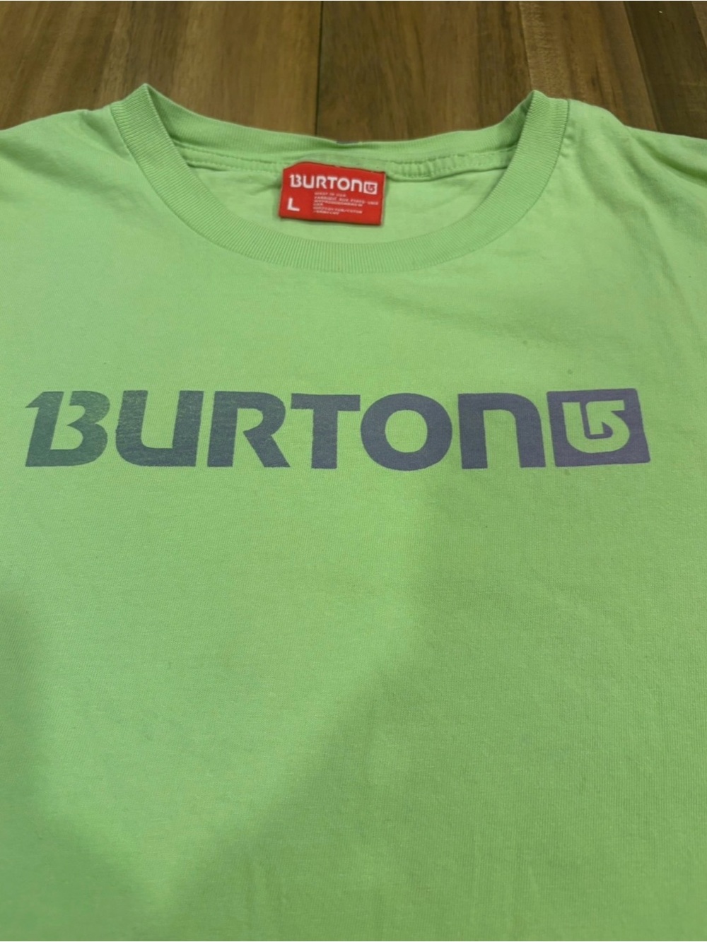 Burton Logo Graphic T-Shirt Green Purple Size Large